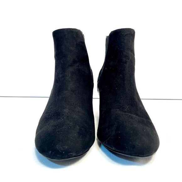 BLACK PATENT & SUEDE CALVIN KLEIN KALA BOOTIES S-8 - Picture 4 of 6